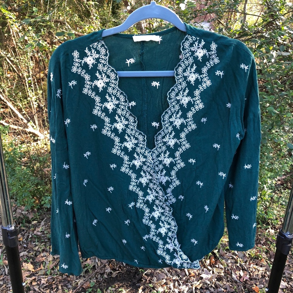 Gorgeous jade green textured blouse!